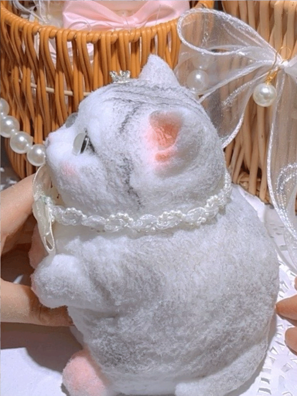 Chubby Silver Tapering Kitten Squishy Toy