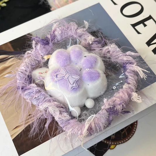 Purple Bow Cat Paw Squishy Toy